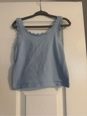 Mango Light Blue Scallop-Edge Tank Top-Girls
